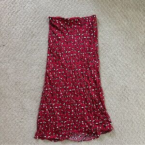 Urban Outfitters Red Leopard Print Midi Length Skirt Sz Small